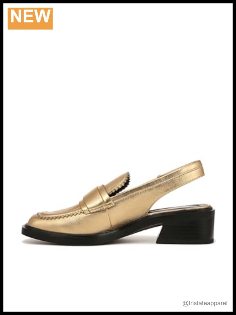 Slingback Loafers Leather Upper Adjustable Buckle Square Toe 1.8 Inch Block Heel